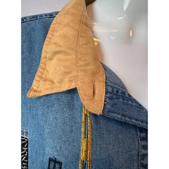 Vintage Bobbie Brooks Denim Button-Up Shirt With Embroidered Watches Plus Sz 24W - Picture 16 of 16